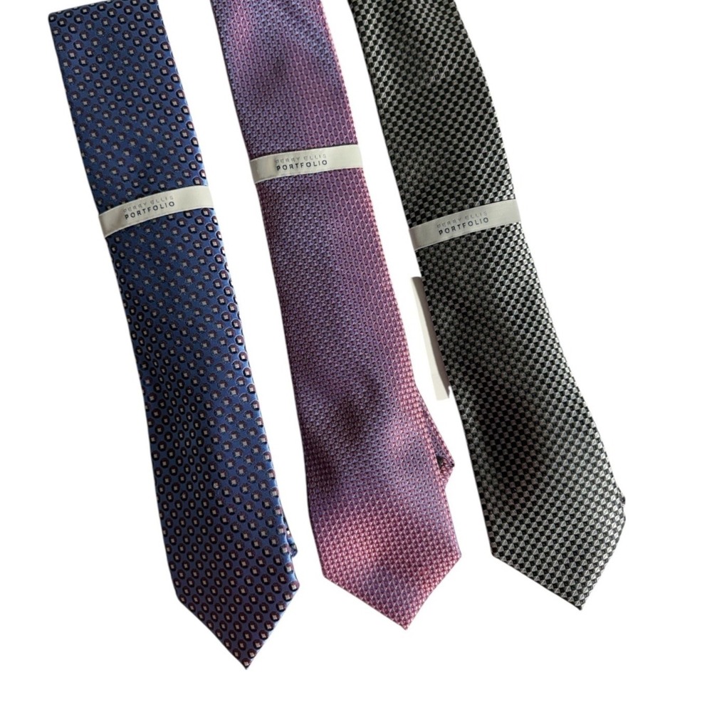 Perry Ellis Portfolio Men's Ties Classic business office casual Necktie Lot of 3